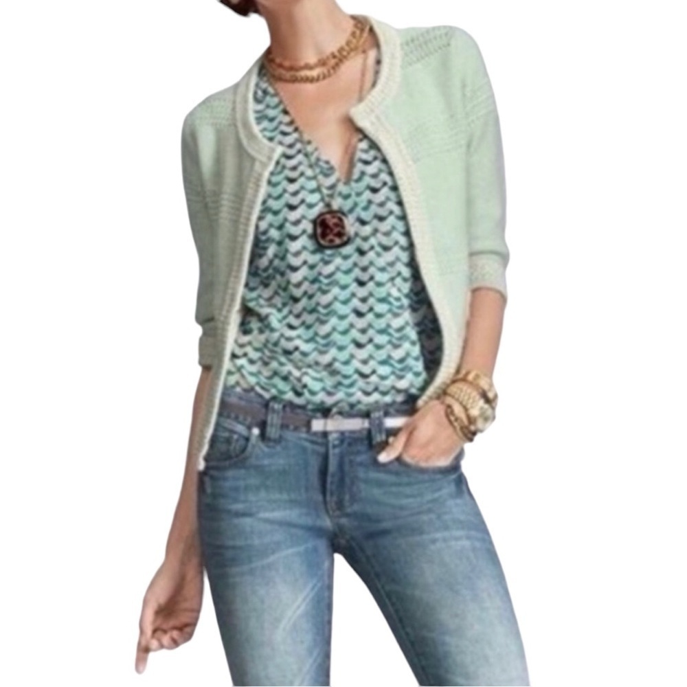 CAbi Society Crocheted Mint Cardigan Sweater